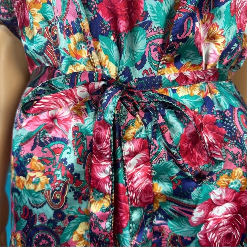 Vintage California Miss 2 Piece Floral Paisley Robe & Nightgown Set Medium USA - Picture 5 of 12